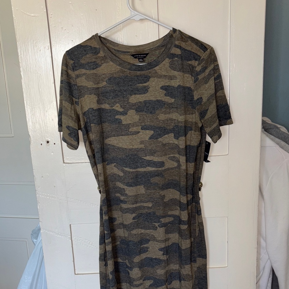 Lucky Brand Olive and Gray Midi Dress